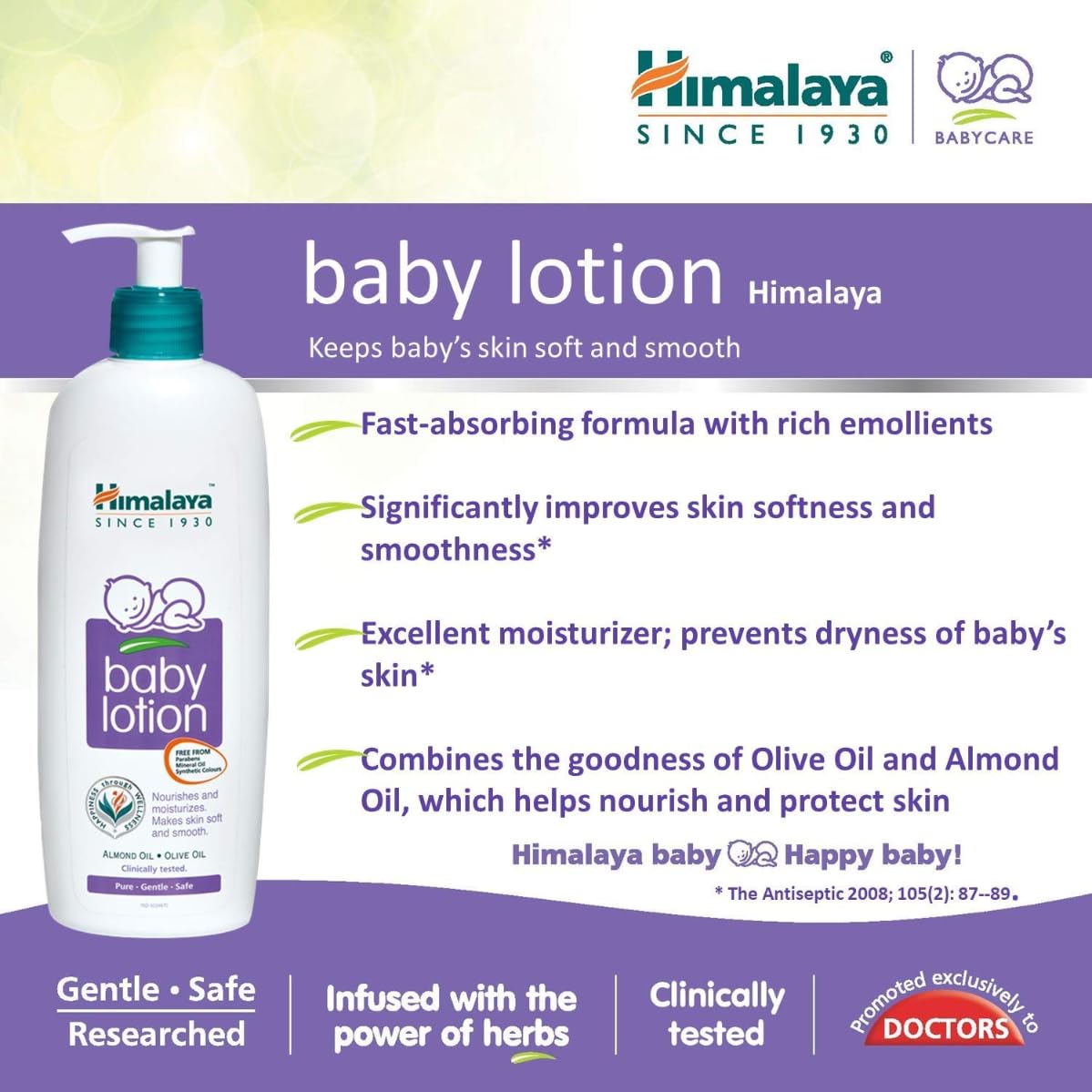 Himalaya Gentle Baby Lotion with Almond Oil, Olive Oil & Giloy | pH 5.5 | No. 1 Doctor-Prescribed Brand | Nourishing Baby Moisturizer for All Skin Types | 400ml
