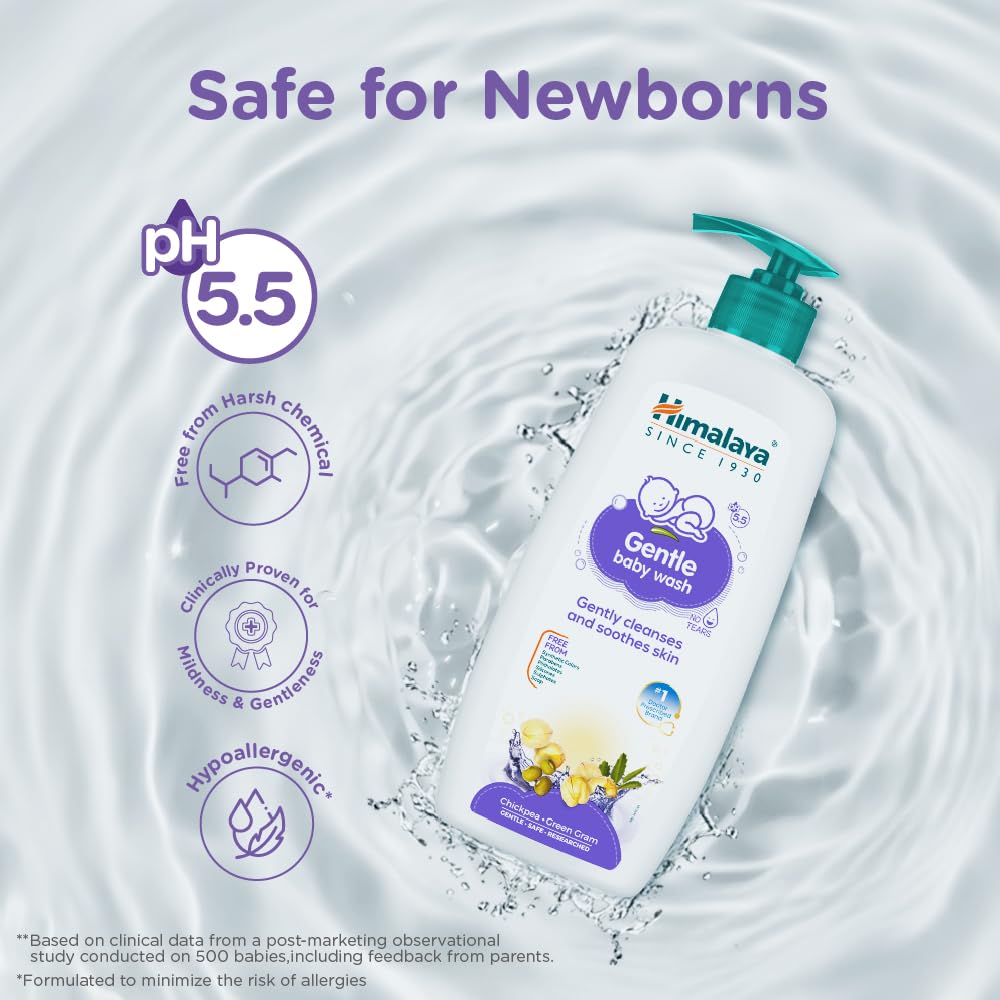 Himalaya Gentle Baby Wash|Chickpea,Fenugreek|pH 5.5|Safe from day1|200ml