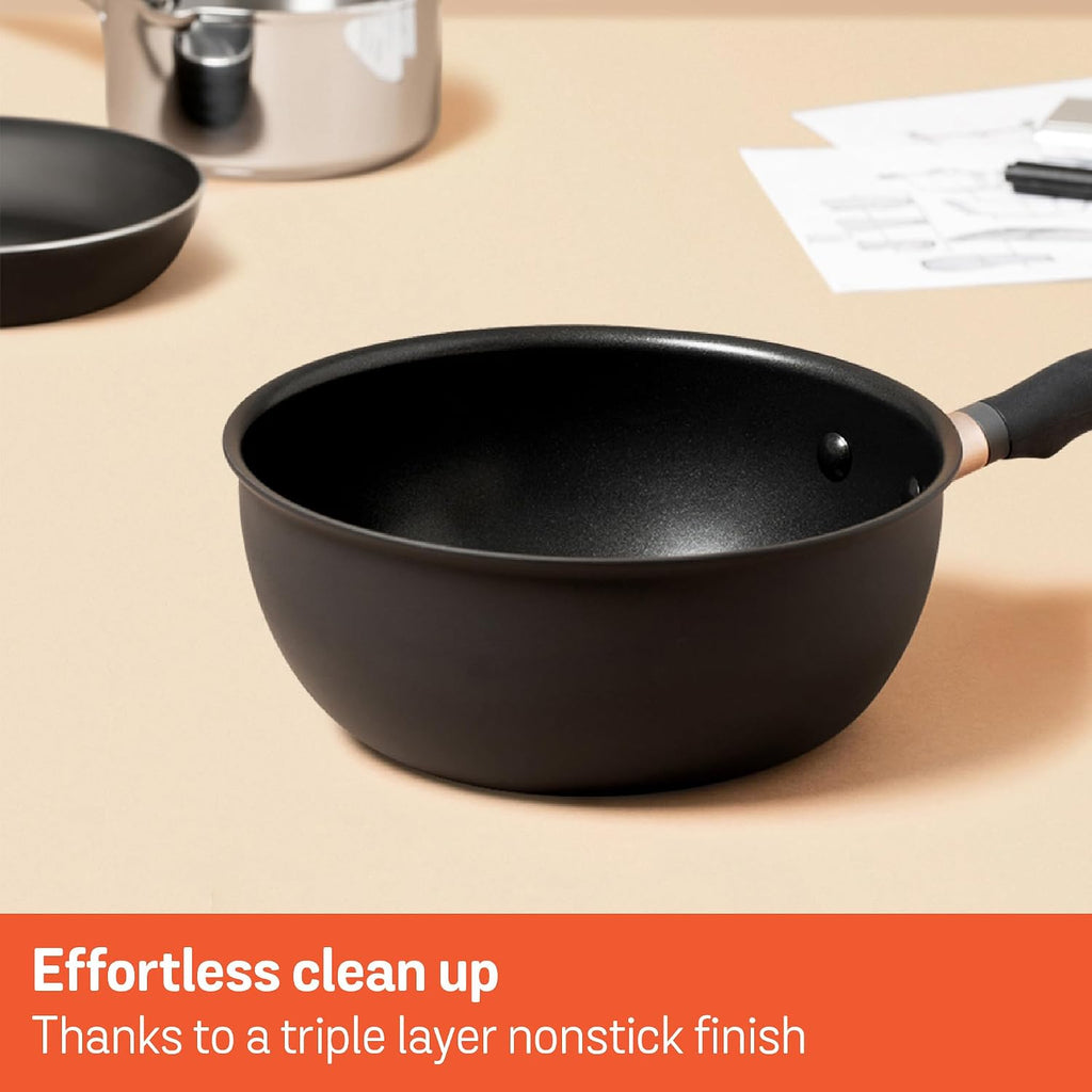Meyer Midnight Hard Anodized Aluminium Non Stick Saucier Pan | 20cm/1.9L, Black