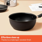 Meyer Midnight Hard Anodized Aluminium Non Stick Saucier Pan | 20cm/1.9L, Black