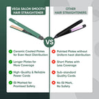 Vega Salon Smooth Hair Straightener for Women with Ceramic Coated Plates, Quick Heatup & Travel Friendly