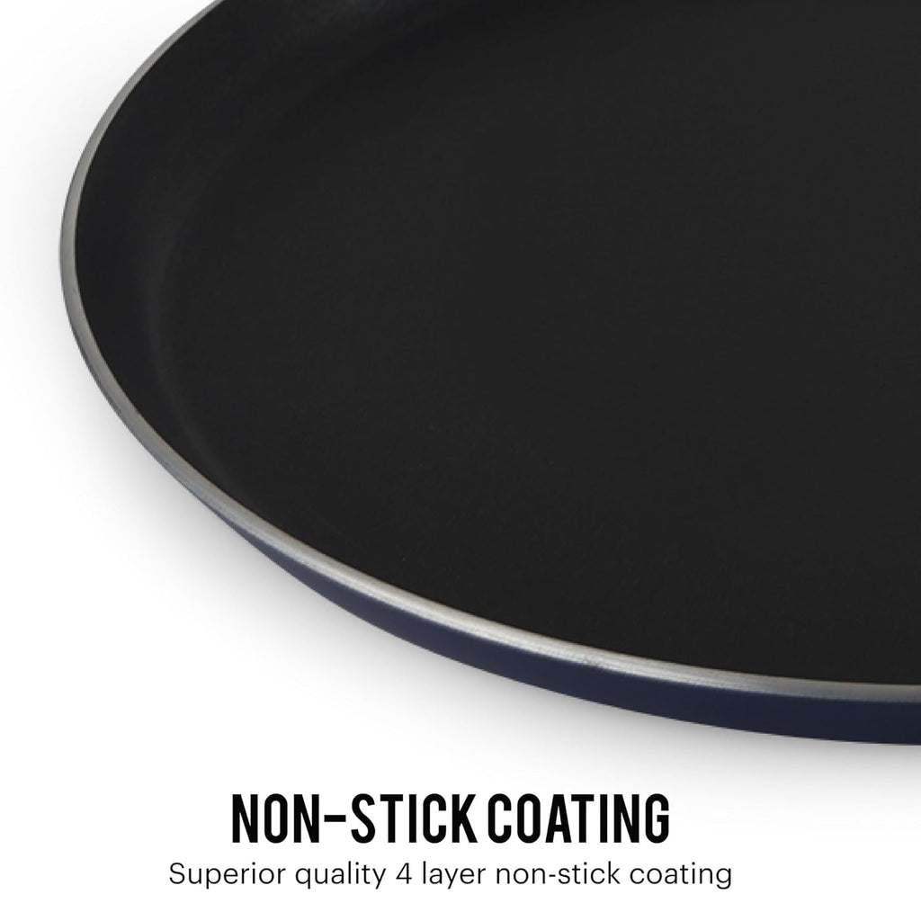 CELLO Platina Aluminium Non-Stick Induction Base Dosa Tawa 28CM with Bakelite Handle, Blue |