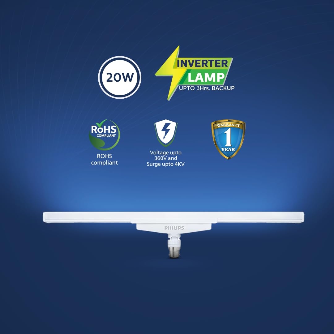 PHILIPS T Beamer 20 Watts Rechargeable Emergency Inverter LED Light Bulb, Cool Day White, Standard (Pack of 2) b22d