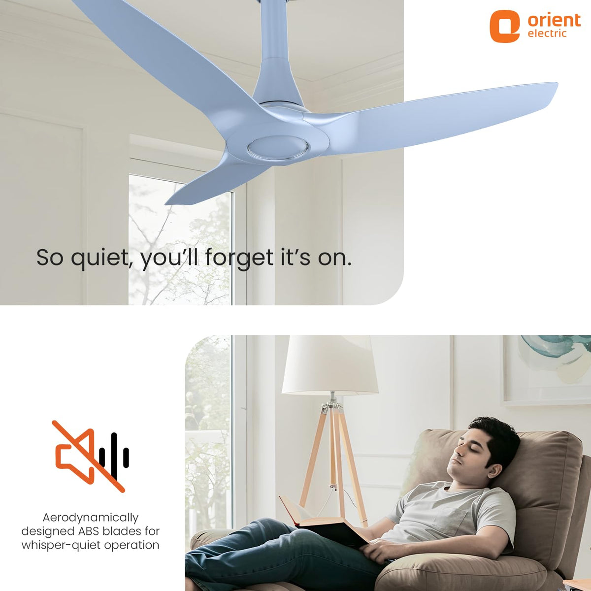 Orient Electric Newly Launched Aeroquiet Neu 1230mm Ceiling Fan for Home| BEE 2 Star Rated Energy Efficient Fan | Rust-proof ABS blade |2 Years Warranty by...