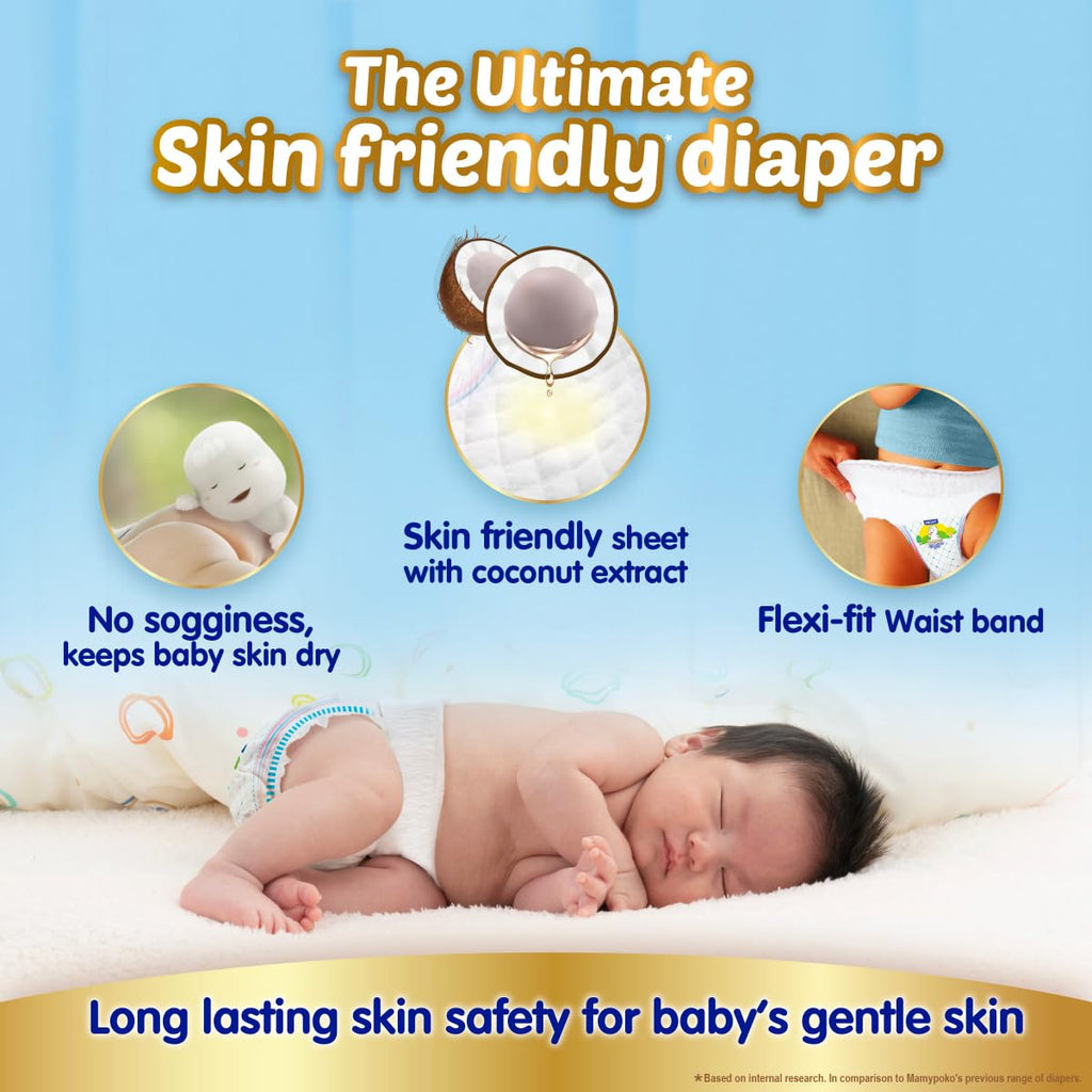 MamyPoko Pants Extra Absorb Baby Diapers, Extra Large (XL size) | 12-17 kg | 52 Count |Deep Sleep Diapers| Soft gentle fit |Deep Absorbent Crisscross | skin friendly with coconut oil |