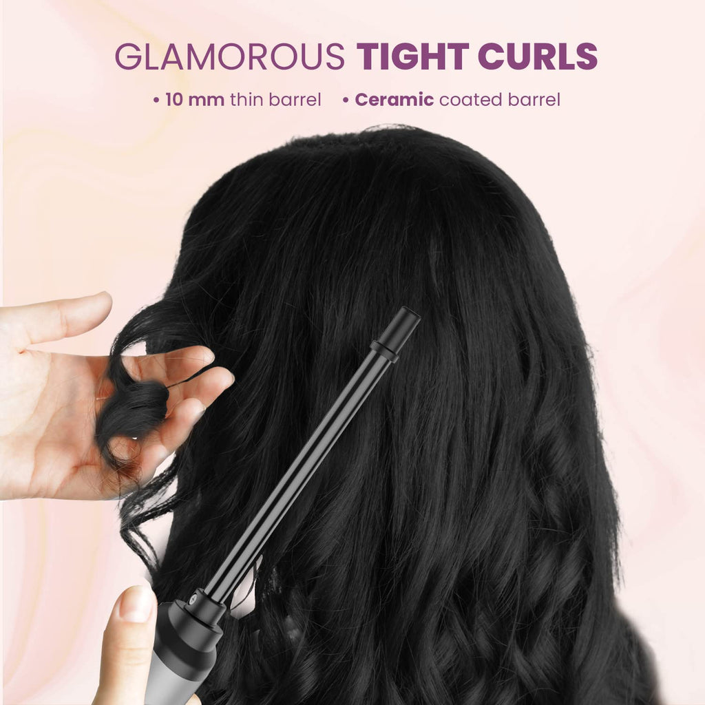 AGARO HSB2107 Hair Straightening Comb, Fast Heating, Ionic Technology, 5 Heat Settings, Black & HC-8001 Chopstick Hair Curler with 10 mm Barrel &...