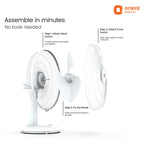 Orient Electric 400 mm Table 77 | High Speed Table Fan for Home|100% Copper Motor with Thermal Overload Protection | 90 Degree Oscillation | 3 Speed Control | Military Grade Guard | White
