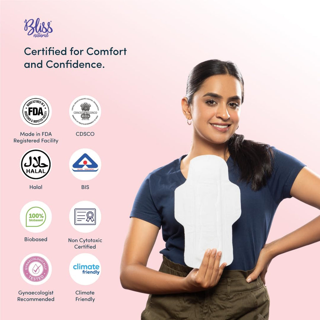 BLISSNATURAL Ultra Soft Sanitary Pads for Women XL | Pack of 34 |