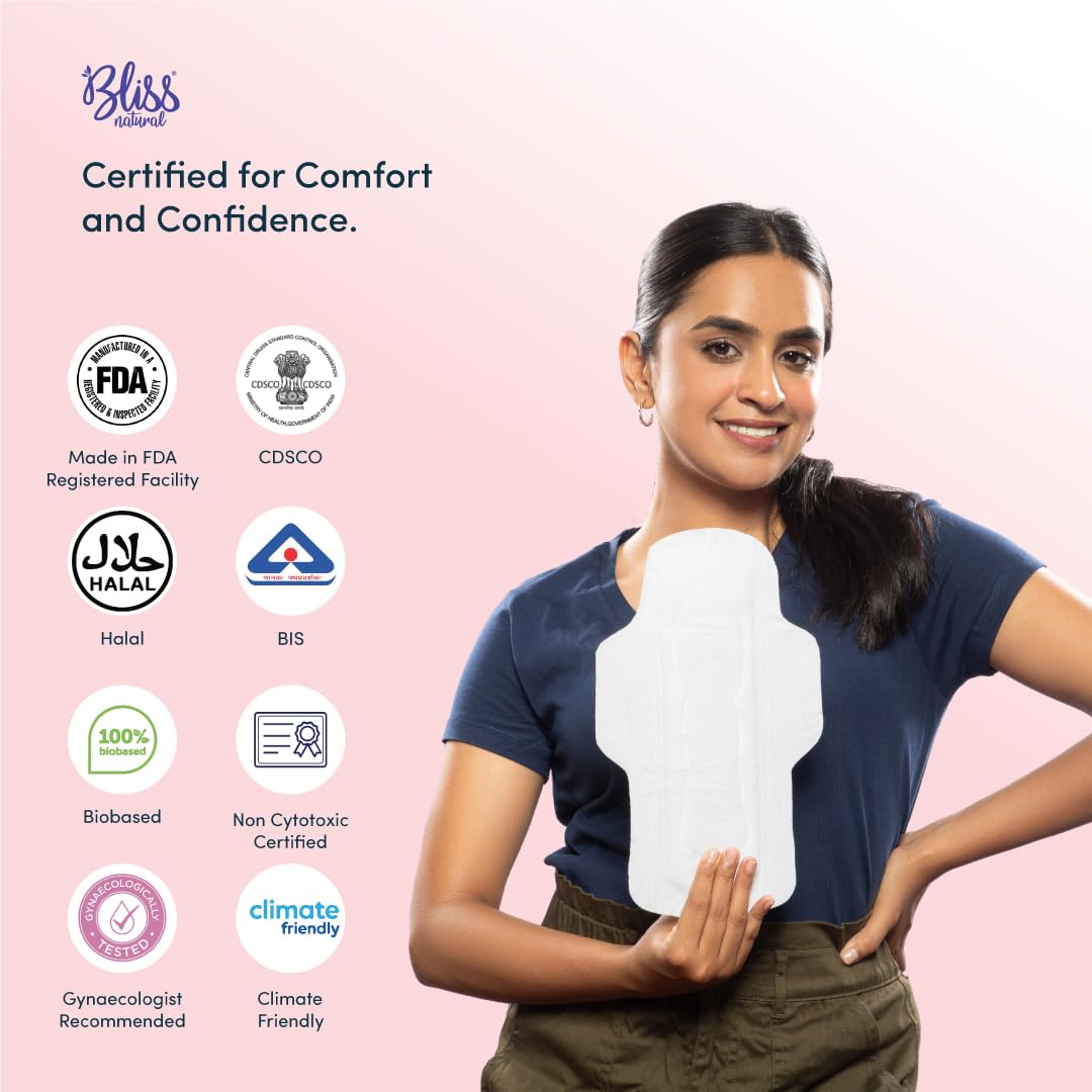 BLISSNATURAL Ultra Soft Sanitary Pads for Women XL | Pack of 34 |