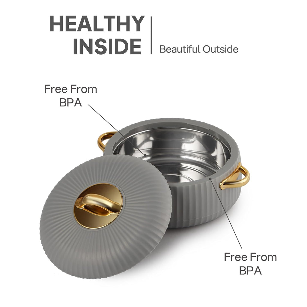 CELLO Aurum Insulated Casserole Hot Pot Box Set of 2 Pcs 1000ml Grey |