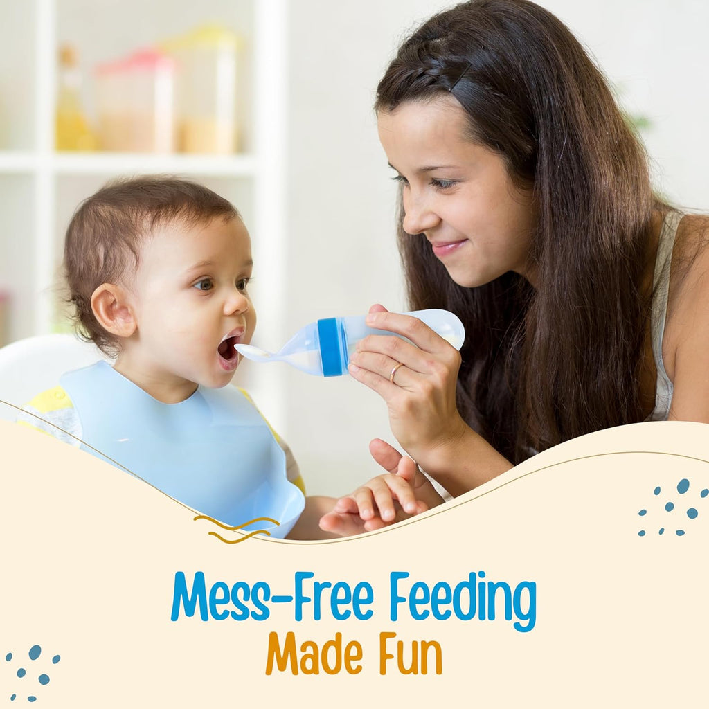 LuvLap Easy Squeezy Food Feeder with Silicone Bottle and Food Grade Spoon for Infant Baby, 90ml, BPA Free