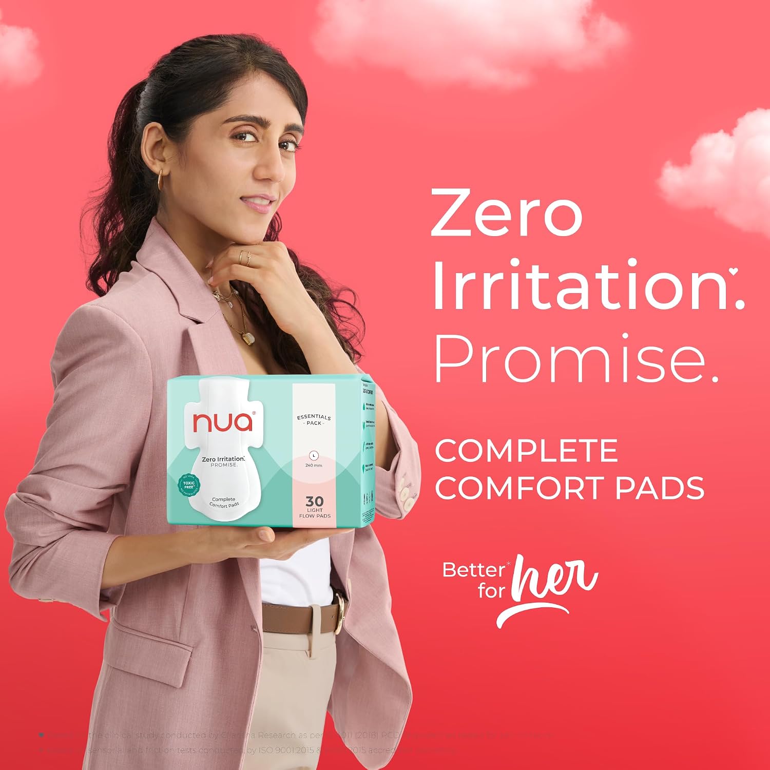 Nua Complete Comfort Sanitary Pads for Women L | Pack of 30 |