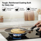 Prestige TTK OMG DLX Induction Base Non-Stick Aluminium Flat Dosa Tawa, 30cm, Red