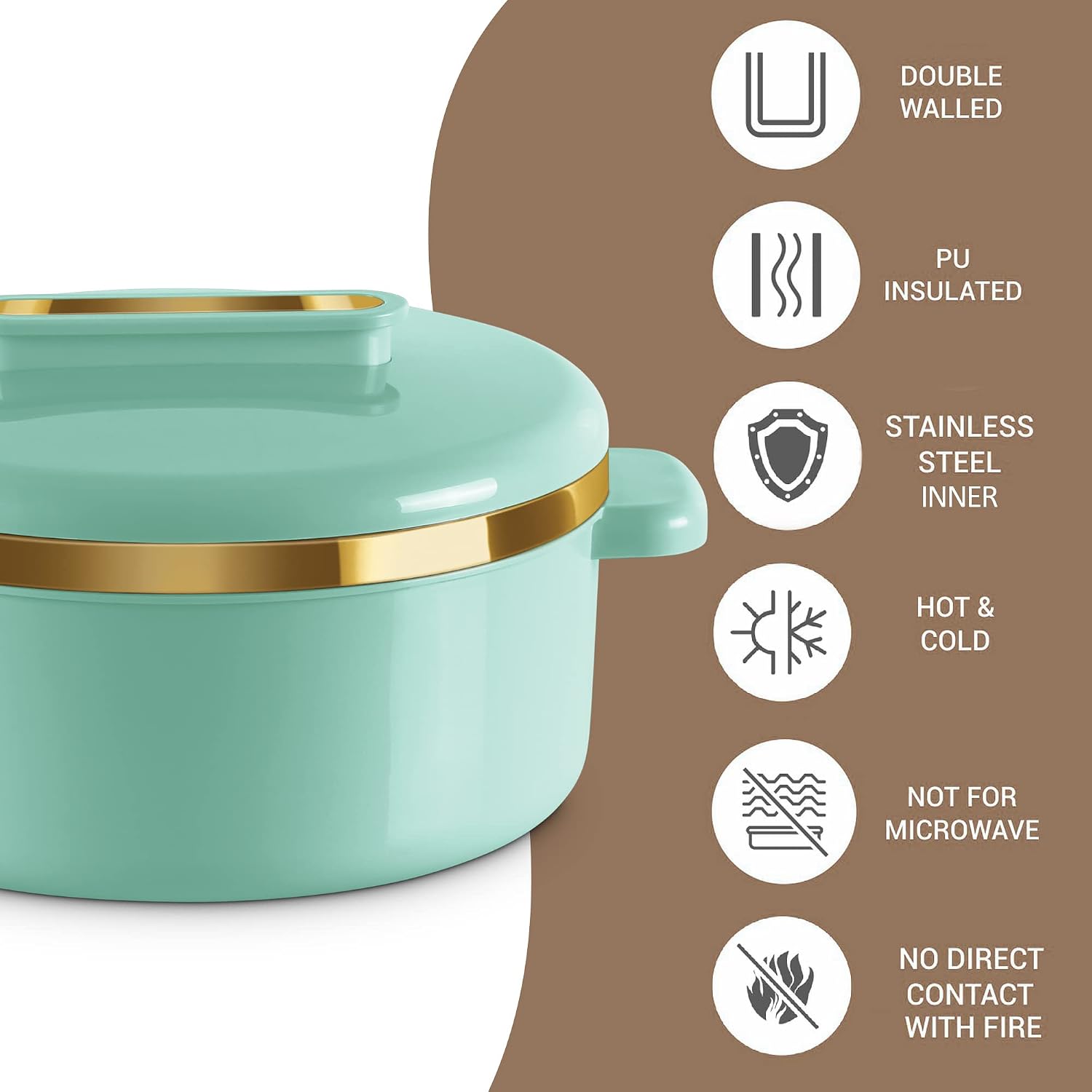 MILTON Curve 1500 Inner Stainless Steel Casserole, 1300 ml, Light Green |