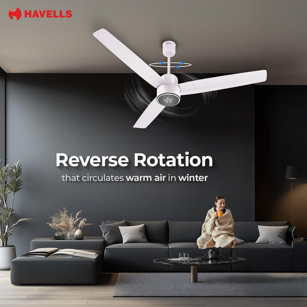 Havells FAB BLDC LED Ceiling Fan 1200 mm, 5 star, LED Speed Indicator, 380 RPM, Up to 65% Savings,Reverse Rotation,4 Speed Modes,Low Wattage 30W,Low Noise...