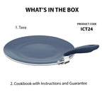 Hawkins Ceramic Nonstick Tava, 24 cm Diameter, Induction Paratha Tawa, Granite Griddle (ICT24)