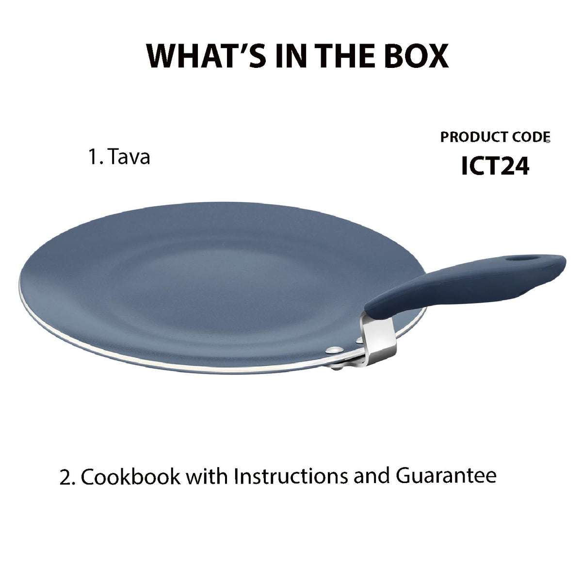Hawkins Ceramic Nonstick Tava, 24 cm Diameter, Induction Paratha Tawa, Granite Griddle (ICT24)