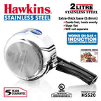 HAWKINS Stainless Steel CONTURA Pressure Cooker 3 litres + Hawkins Stainless Steel Pressure Cooker, 2 litres, Silver