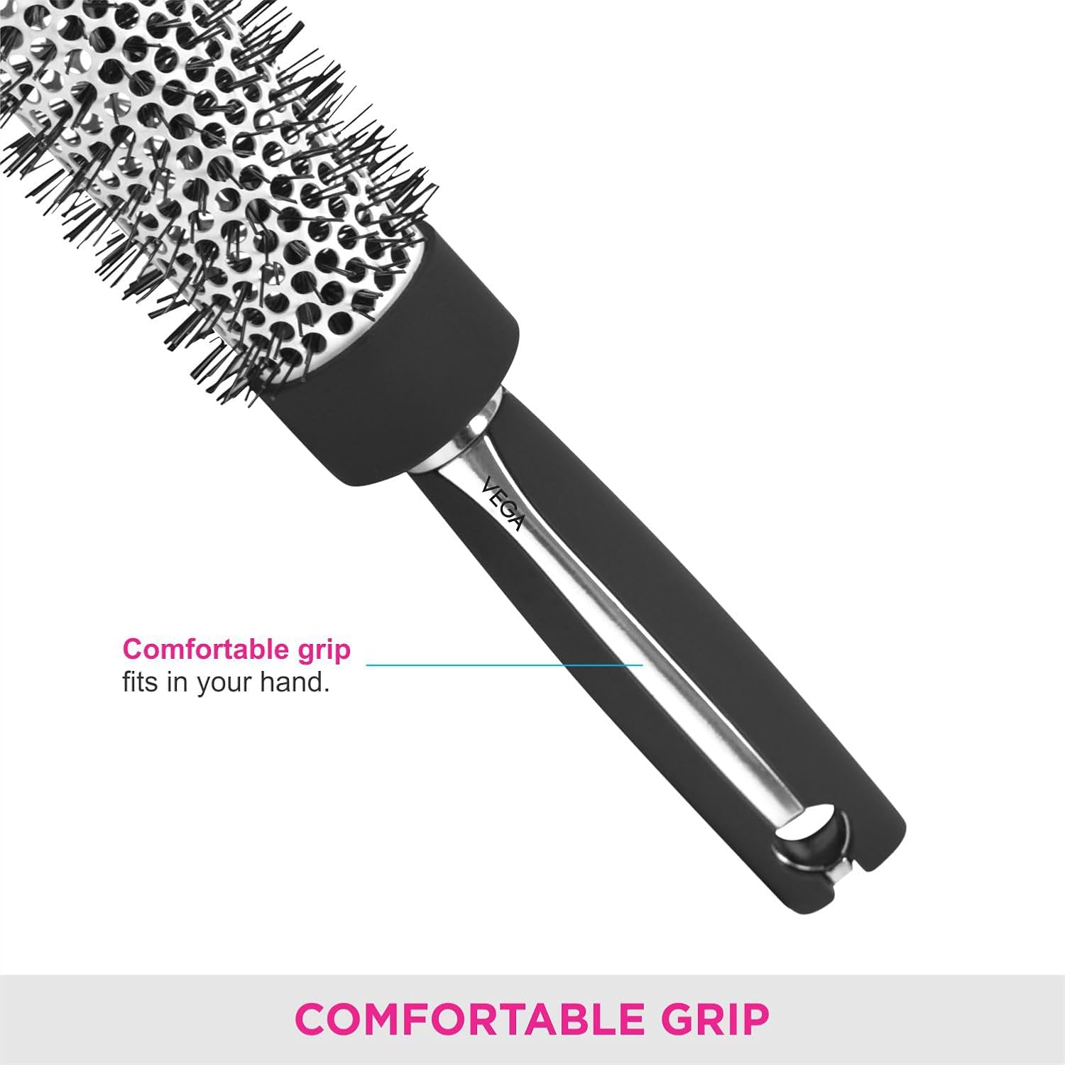 Vega Hot Curl Hair Brush (India's No.1* Hair Brush Brand) For Add Shine & Volume