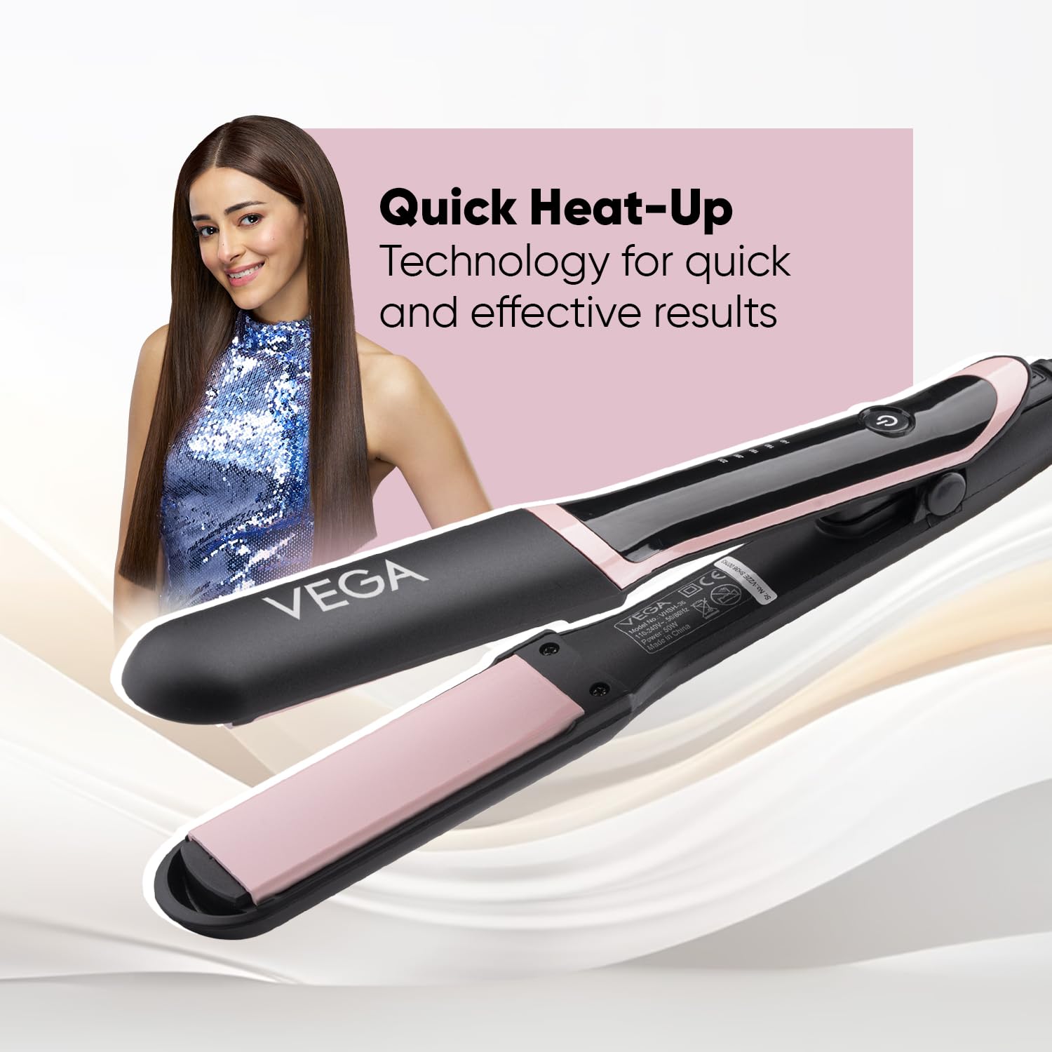 Vega Hair Straightener for Women- 5 Temperature Settings,Ceramic Coated Floating Plates & Quick Heat Up