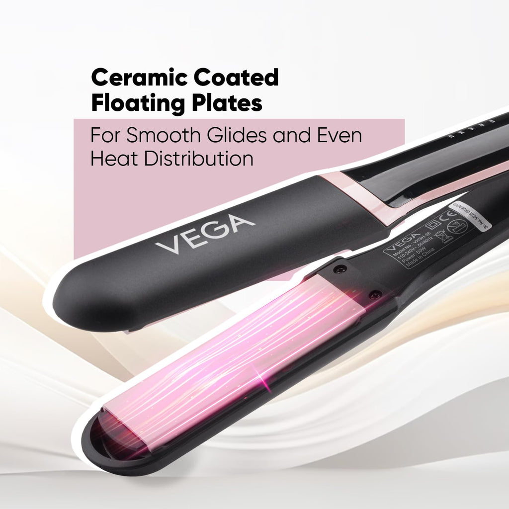 Vega Hair Straightener for Women- 5 Temperature Settings,Ceramic Coated Floating Plates & Quick Heat Up