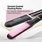 Vega Hair Straightener for Women- 5 Temperature Settings,Ceramic Coated Floating Plates & Quick Heat Up