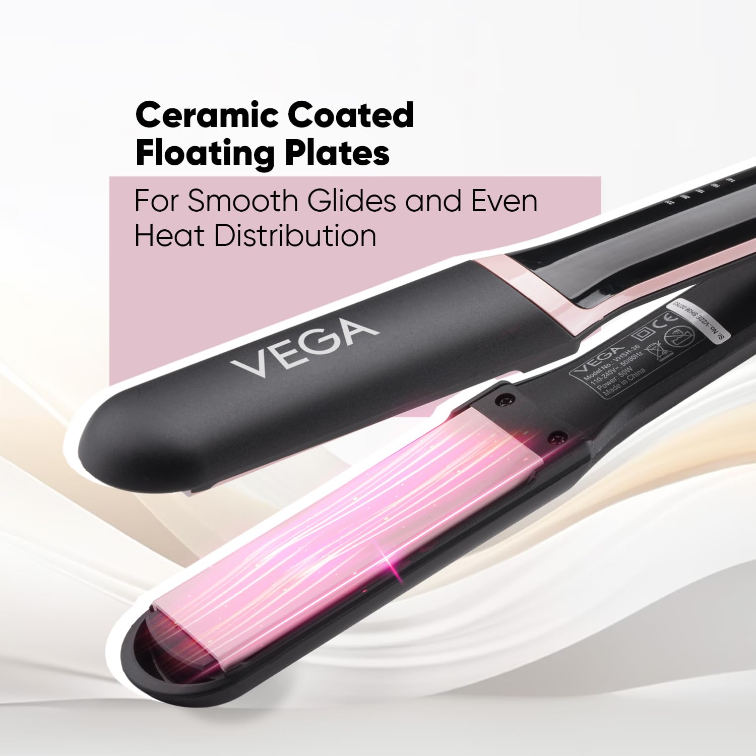 Vega Hair Straightener for Women- 5 Temperature Settings,Ceramic Coated Floating Plates & Quick Heat Up