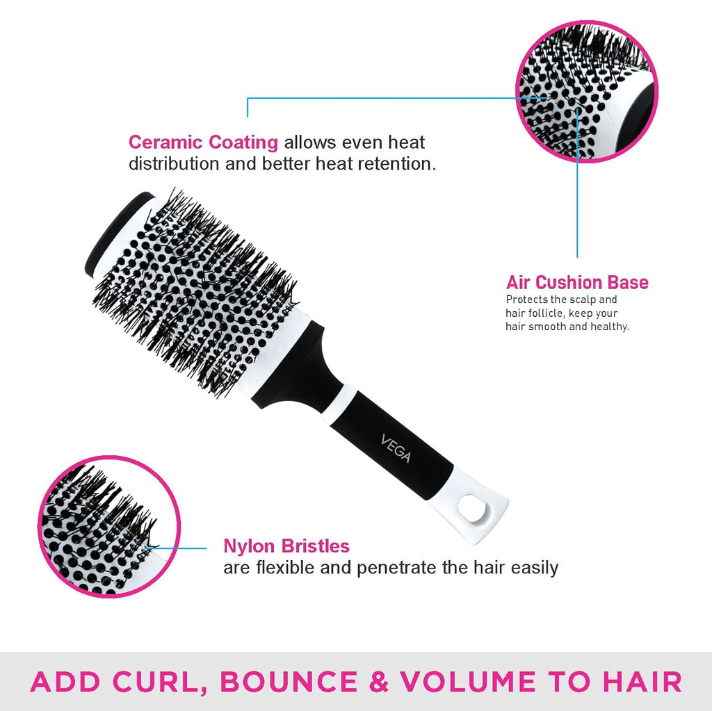 Vega Hot Curl Brush (India's No.1* Hair Brush Brand) For Hair Styling, Drying