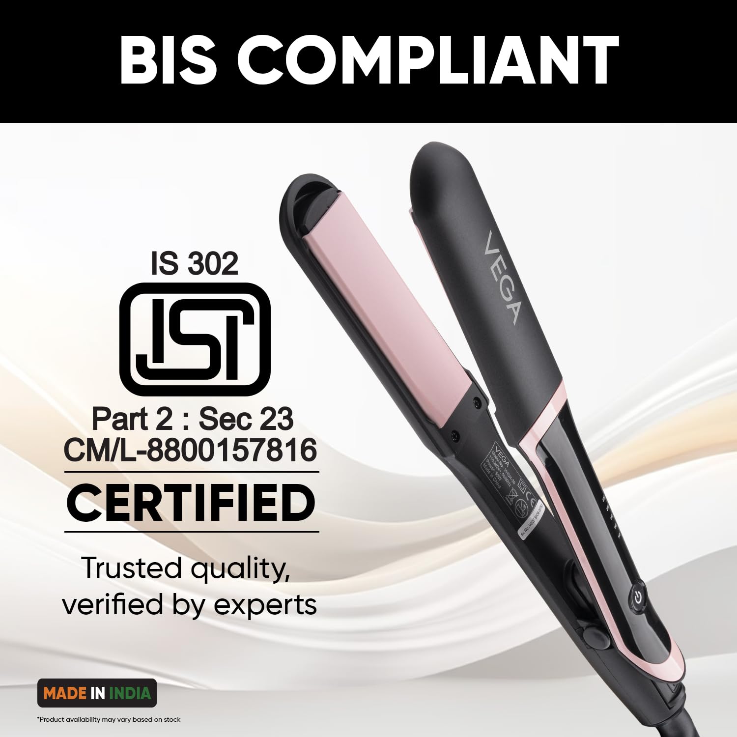 Vega Hair Straightener for Women- 5 Temperature Settings,Ceramic Coated Floating Plates & Quick Heat Up