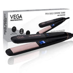 VEGA PROFESSIONAL Pro Gold Ceramic Shine Hair Straightener for Professional and Home Hair Straightening | Ceramic Floating Plates, Black (VPMHS-08)