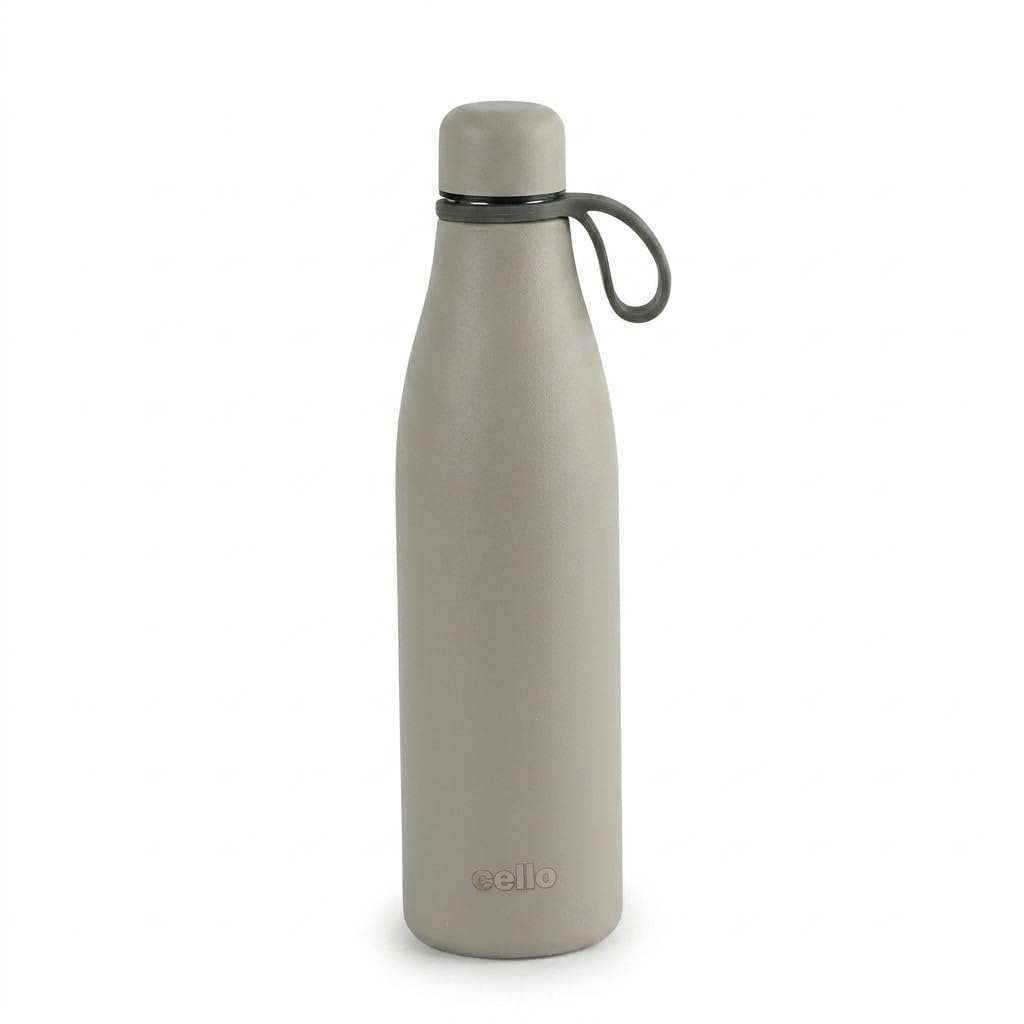 CELLO Duro Oxy Stainless Steel Flask 900 ml Grey | Easy to Pour & Fill, Spill Proof Leakproof Vacuum Insulated Hot and Cold Thermos Water Bottle for School College Office Gym Trekking Biking & Travel