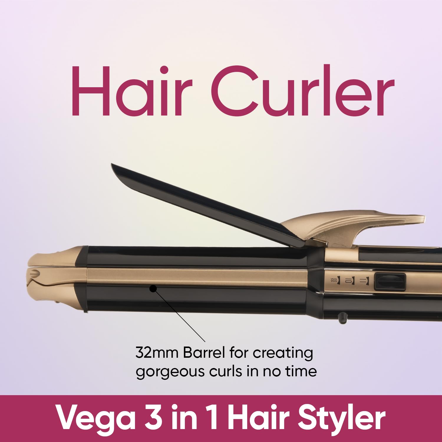 Vega 3 in 1 Hair Styler, 2000 Watts Straightener, Curler & Crimper (VHSCC-01), Black & Pro Touch VHDP-02 Hair Dryer (Black)