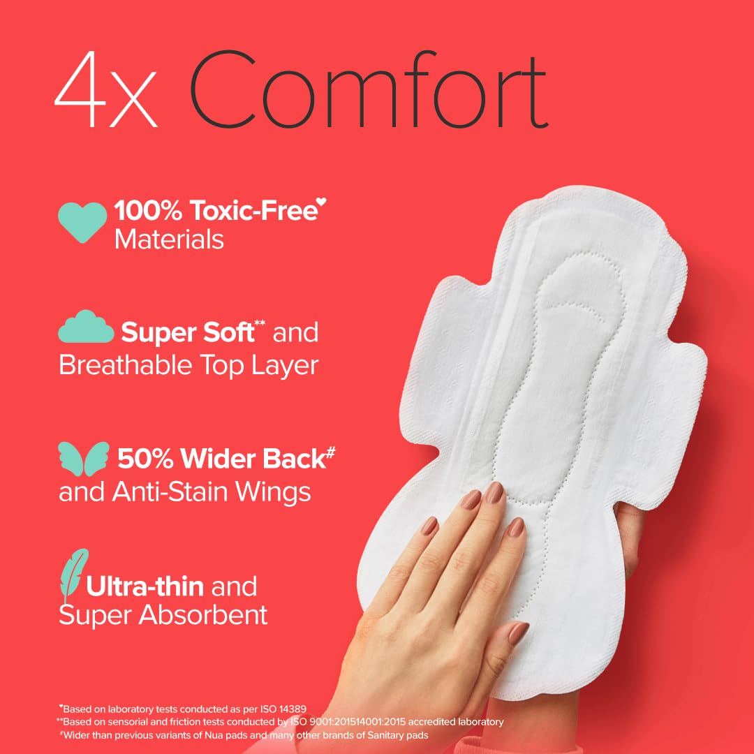 Nua Complete Comfort Sanitary Pads for Women L | Pack of 30 |