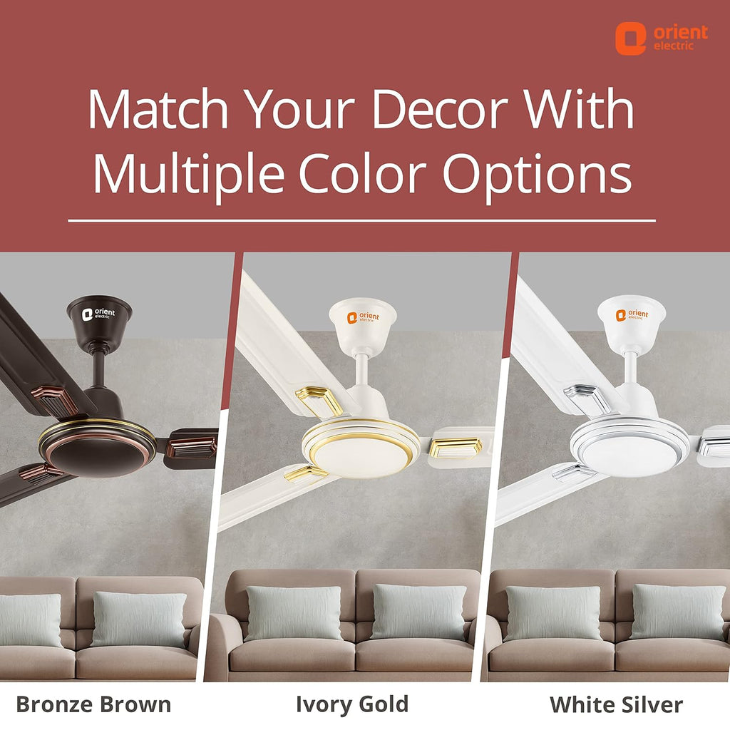 Orient Electric 1200 mm Pacific Air Déco| Decorative ceiling fan | Powerful airflow| BEE1 Star Rated | 2-year warranty | White Silver, pack of 1
