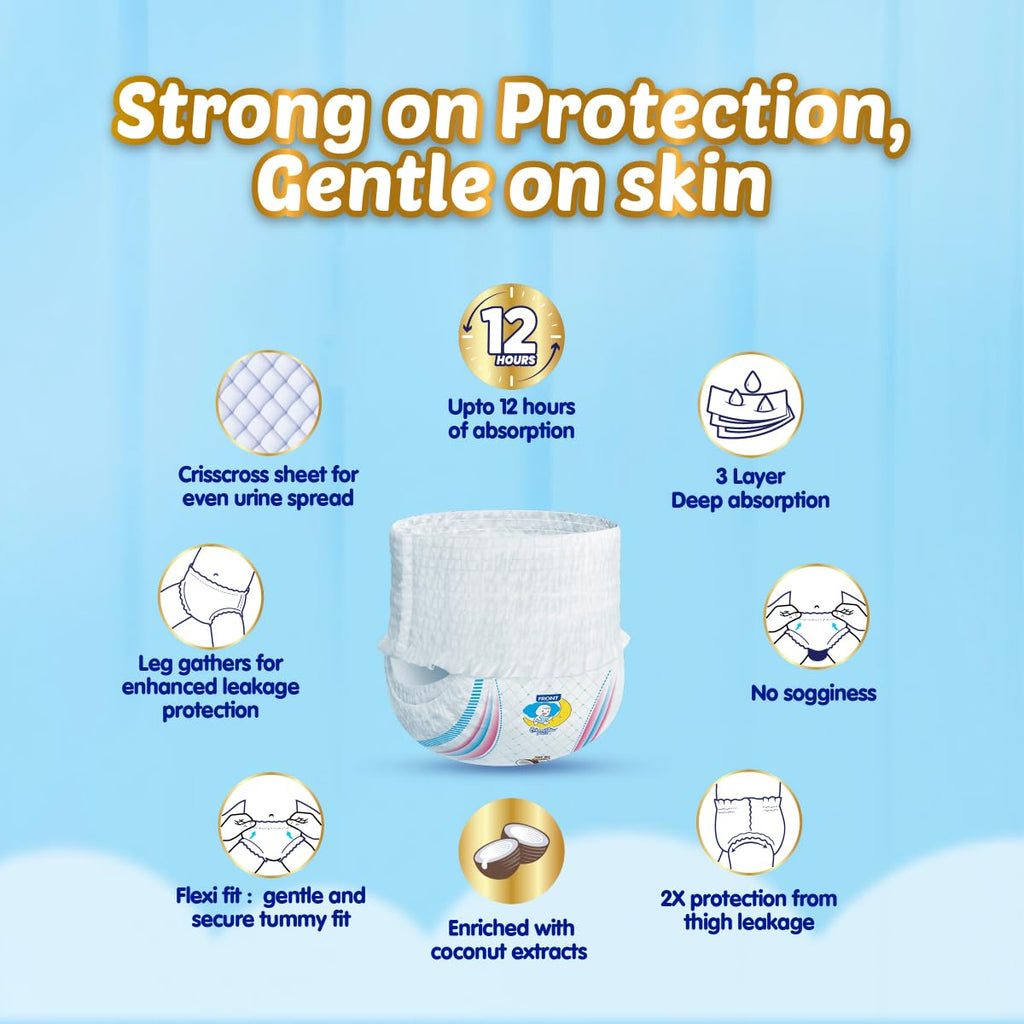 MamyPoko Pants Extra Absorb Baby Diapers, Extra Large (XL size) | 12-17 kg | 52 Count |Deep Sleep Diapers| Soft gentle fit |Deep Absorbent Crisscross | skin friendly with coconut oil |