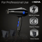 Nova NHP 8211 1800 Watts Proffesional Hair Dryer for Women (Blue)