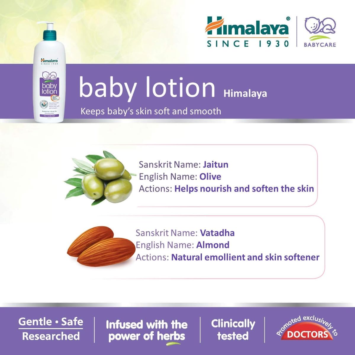 Himalaya Gentle Baby Lotion with Almond Oil, Olive Oil & Giloy | pH 5.5 | No. 1 Doctor-Prescribed Brand | Nourishing Baby Moisturizer for All Skin Types | 400ml