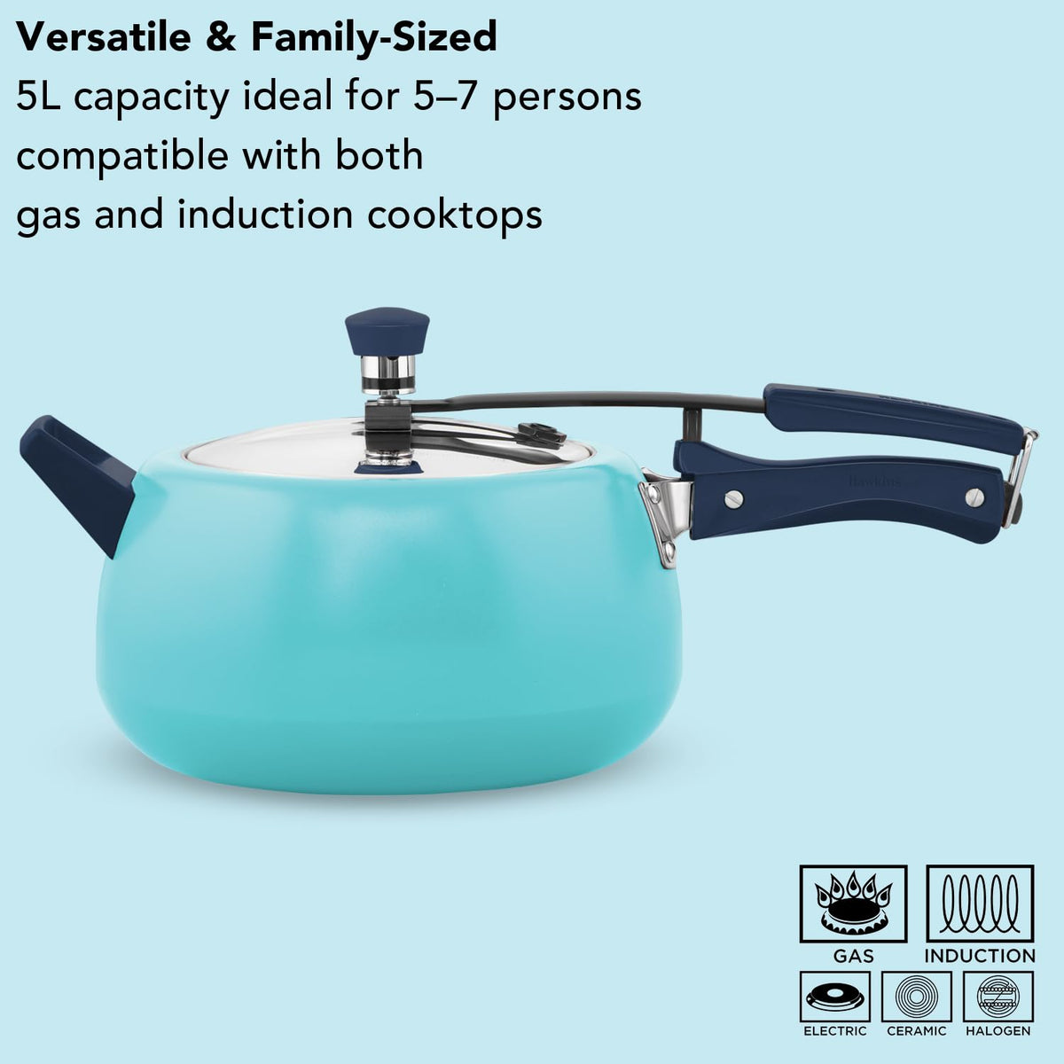 Hawkins 5 Litre Ceramic Coated Cerenity Pressure Cooker |Induction & Gas | for Cooking Rice, Dal & Curries | 5 Year Guarantee, ISI Certified |..