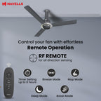 Havells CERA BLDC 1200mm Premium Underlight Ceiling Fan with 100% Pure Copper| Reverse Rotation| Remote Controlled | Watt: 35|Air Flow: 225 cmm|Speed: 350 RPM| 2 Years Manufacturer Warranty (Slate)