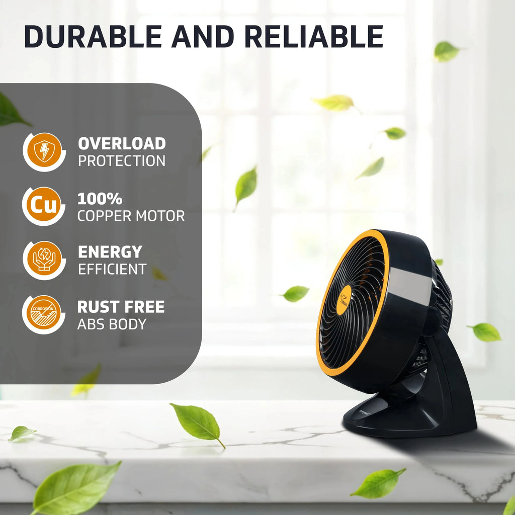 V-Guard Spinny Pro | High Speed with 2 Year Warranty 180 mm Table Fan (Orange Black | Pack of 1)