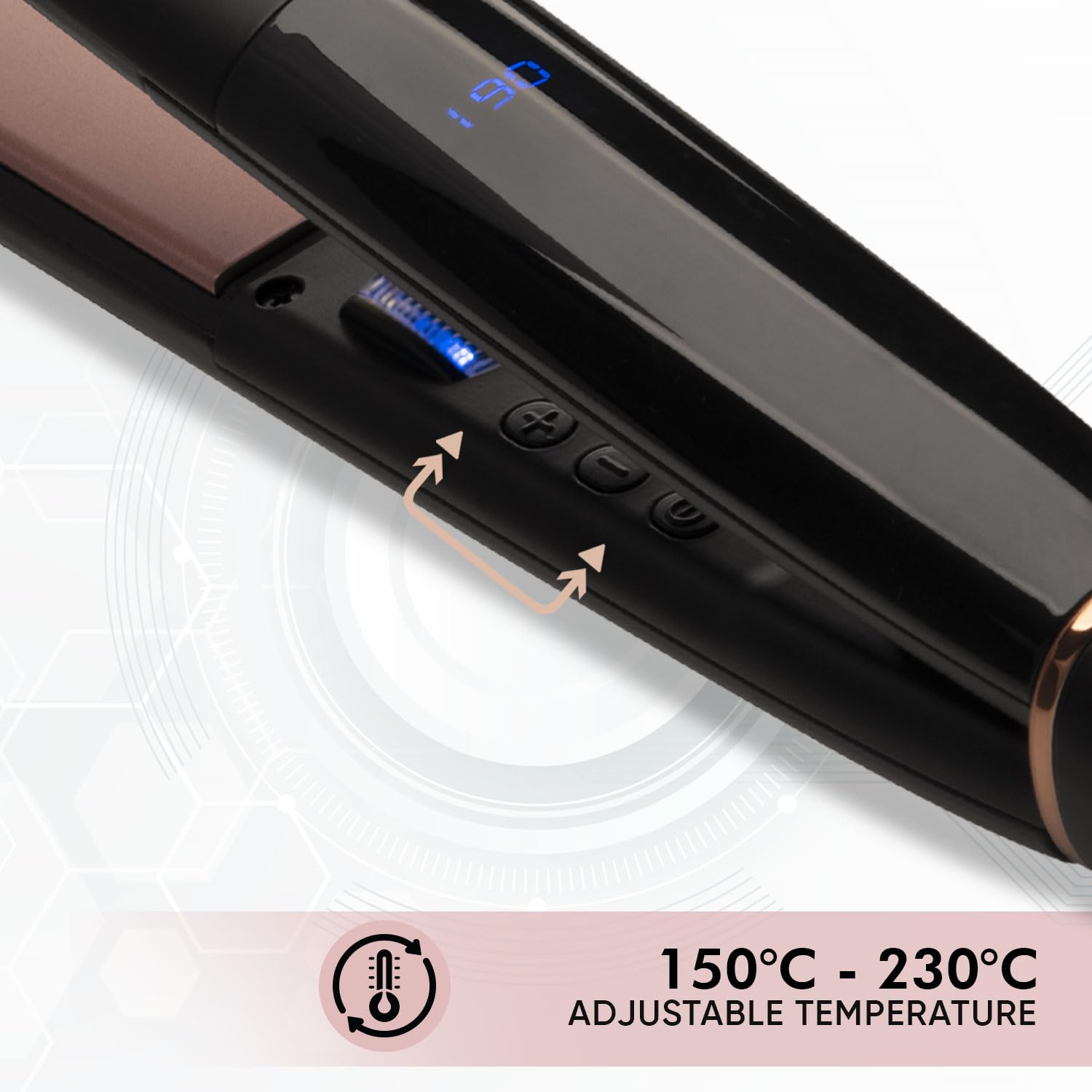 VEGA PROFESSIONAL Pro Gold Ceramic Shine Hair Straightener for Professional and Home Hair Straightening | Ceramic Floating Plates, Black (VPMHS-08)