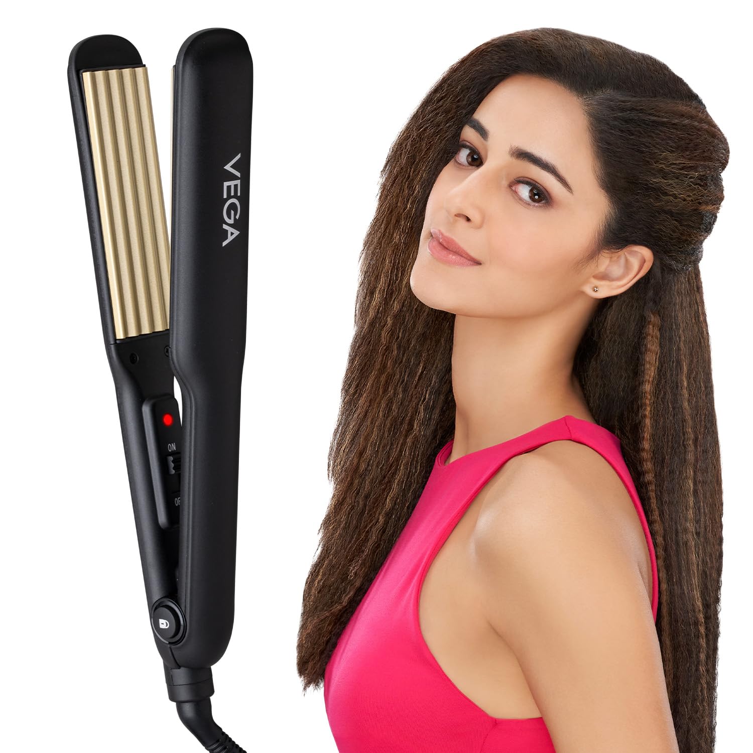 VEGA Classic Hair Crimper with Quick Heat Up & Ceramic Coated Plates, Power Indicator Light