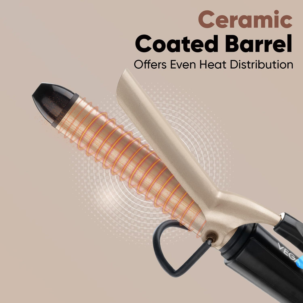 Vega Ease Curl Hair Curler for Women | 25mm Ceramic Barrel | Hair Curling Iron for Soft Curls & Wavy Hair