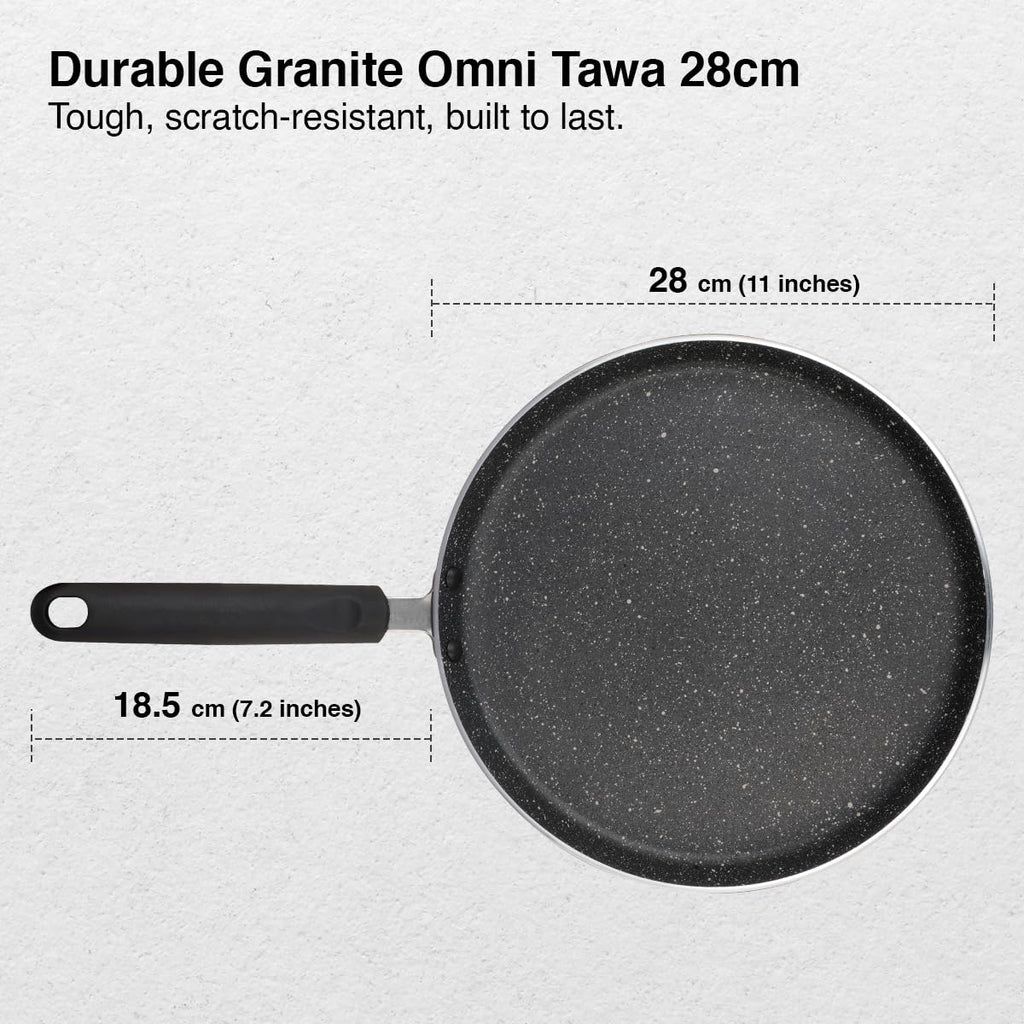 Prestige Omega Deluxe Granite Dosa Tawa, 280 mm, Black, Nonstick Aluminium