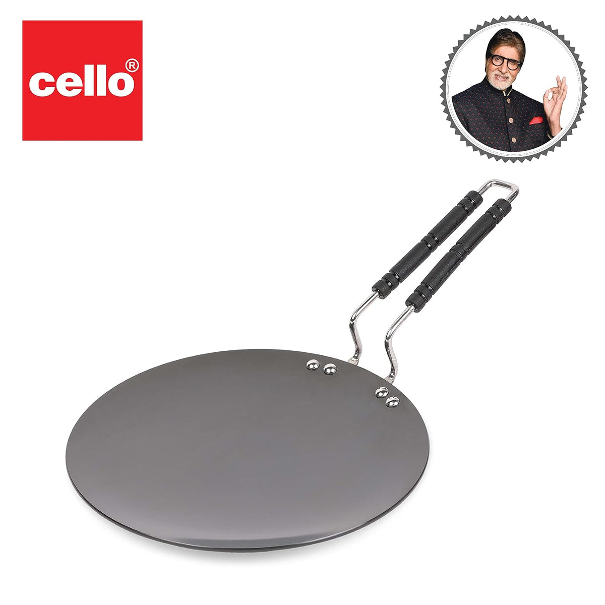 Cello Crown Hard Anodised Concave Tawa 280Mm, Red
