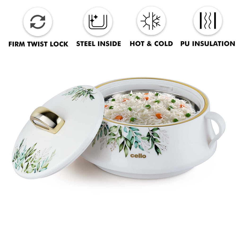 CELLO Midas Casserole Hot Pot Box for Daily Use & Kitchen 1500 ml, White |