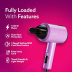AGARO Premium Hair Dryer with 1400 Watts Motor, 3 Temperature Settings & Cool Shot Button- Black HD-1214
