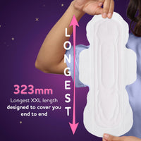 Sofy Women Bodyfit Longest XXL Sanitary Pads |Night Protection|Wider Hip Guard| Deep Absorption | Comfy dry cover| XX-Large, Pack Of 40