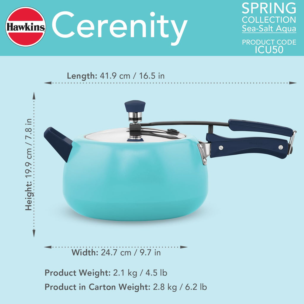 Hawkins 5 Litre Ceramic Coated Cerenity Pressure Cooker |Induction & Gas | for Cooking Rice, Dal & Curries | 5 Year Guarantee, ISI Certified |..