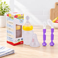 Luvlap Easy Squeezy Food Feeder - 180 Ml & Joy Star Baby Self Feeding Spoon Set, Soft Silicone Tip, Bpa Free, 2 Pcs, Magenta/White
